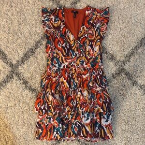 Aqua Multicolor Ruffle Mini Dress